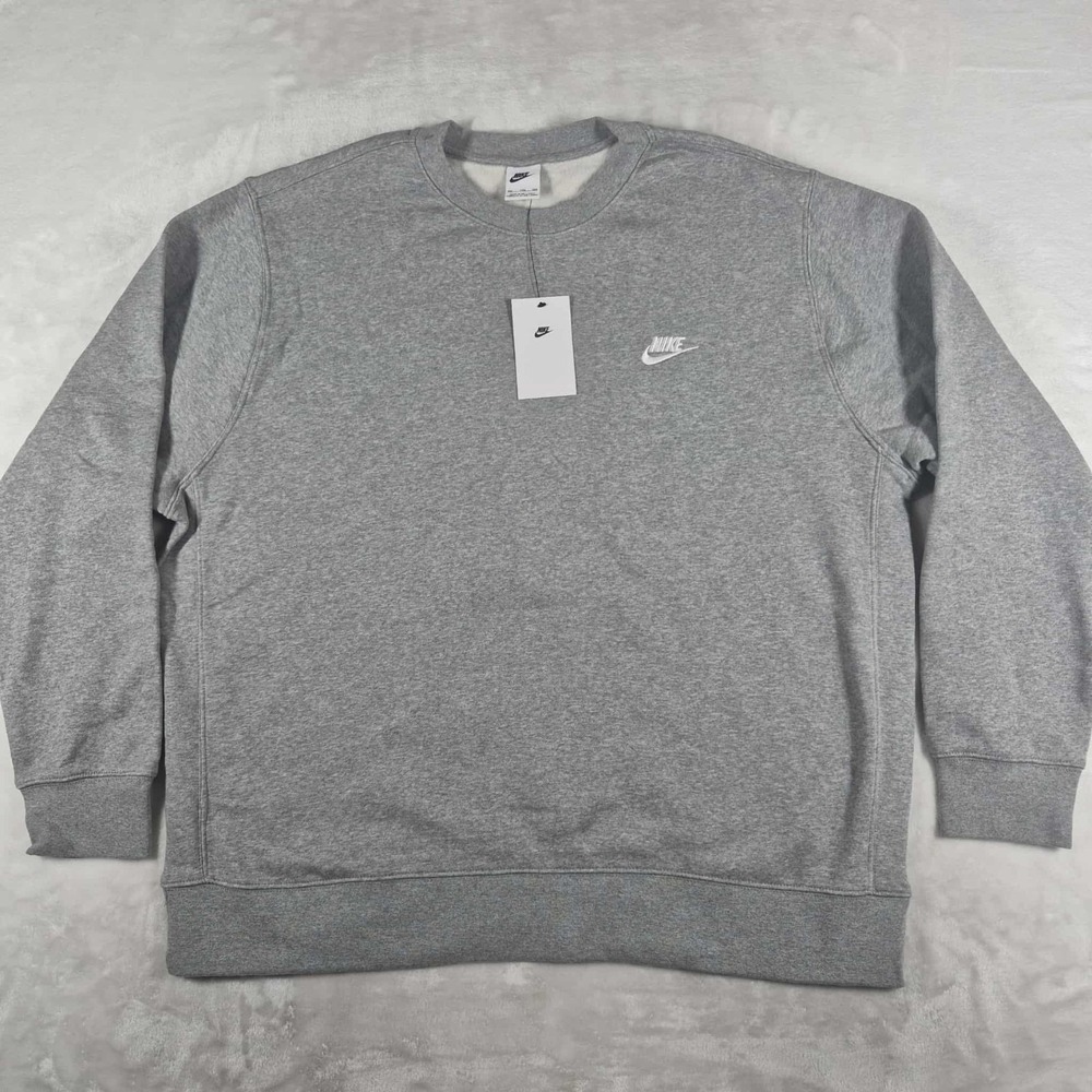 Nike Sweater Men's 2XL XXL Gray Fleece Sweatshirt Crewneck Casual BV2662-063 NWT